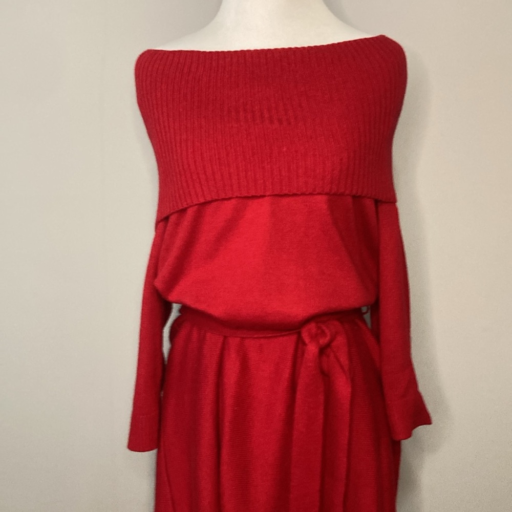 Talbots Red Sweater Dress Cowl Neckline large petite - Picture 9 of 9